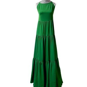 Kara and Kate Halter Summer Maxi Occasion Dress Hunter Green Party Date M NWT